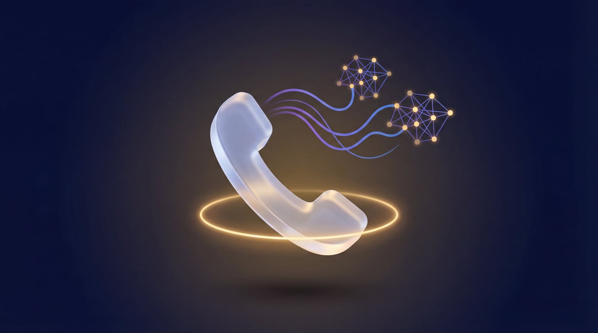 Elegantes, minimales Telefon-Handset als Symbol für KI-Telefonassistent