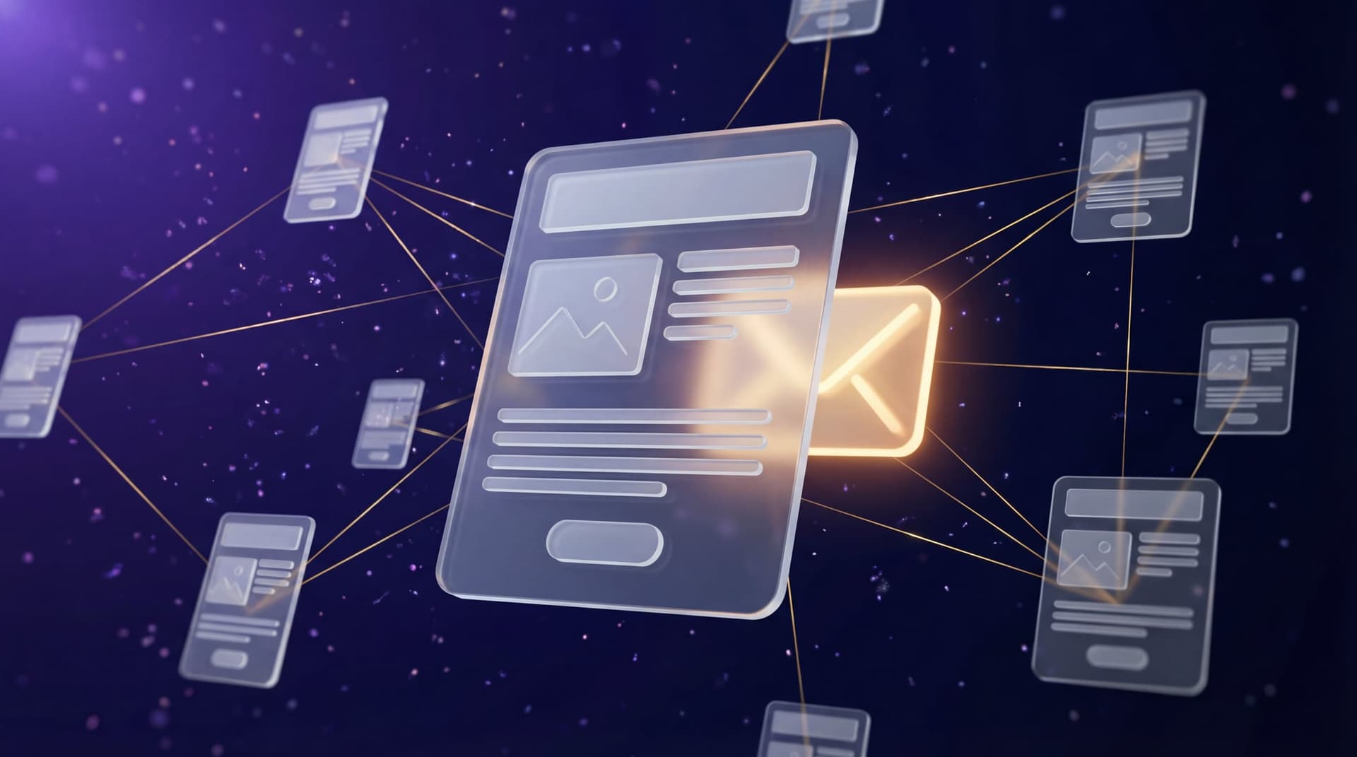 Schönes E-Mail-Template in schwebender, abstrakter Darstellung